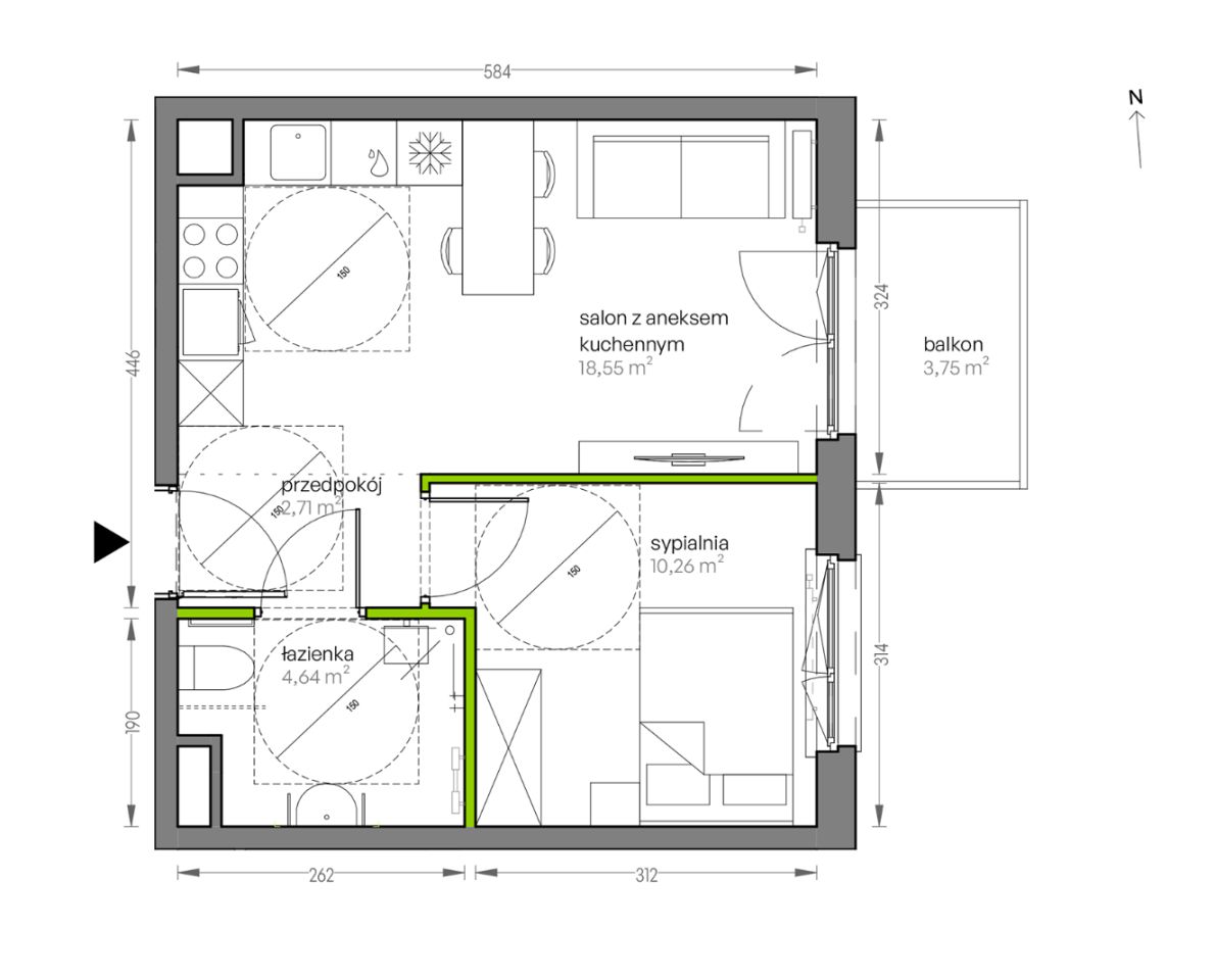 Mieszkanie 2-pokojowe Kraków Płaszów, ul. Myśliwska. Zdjęcie 25