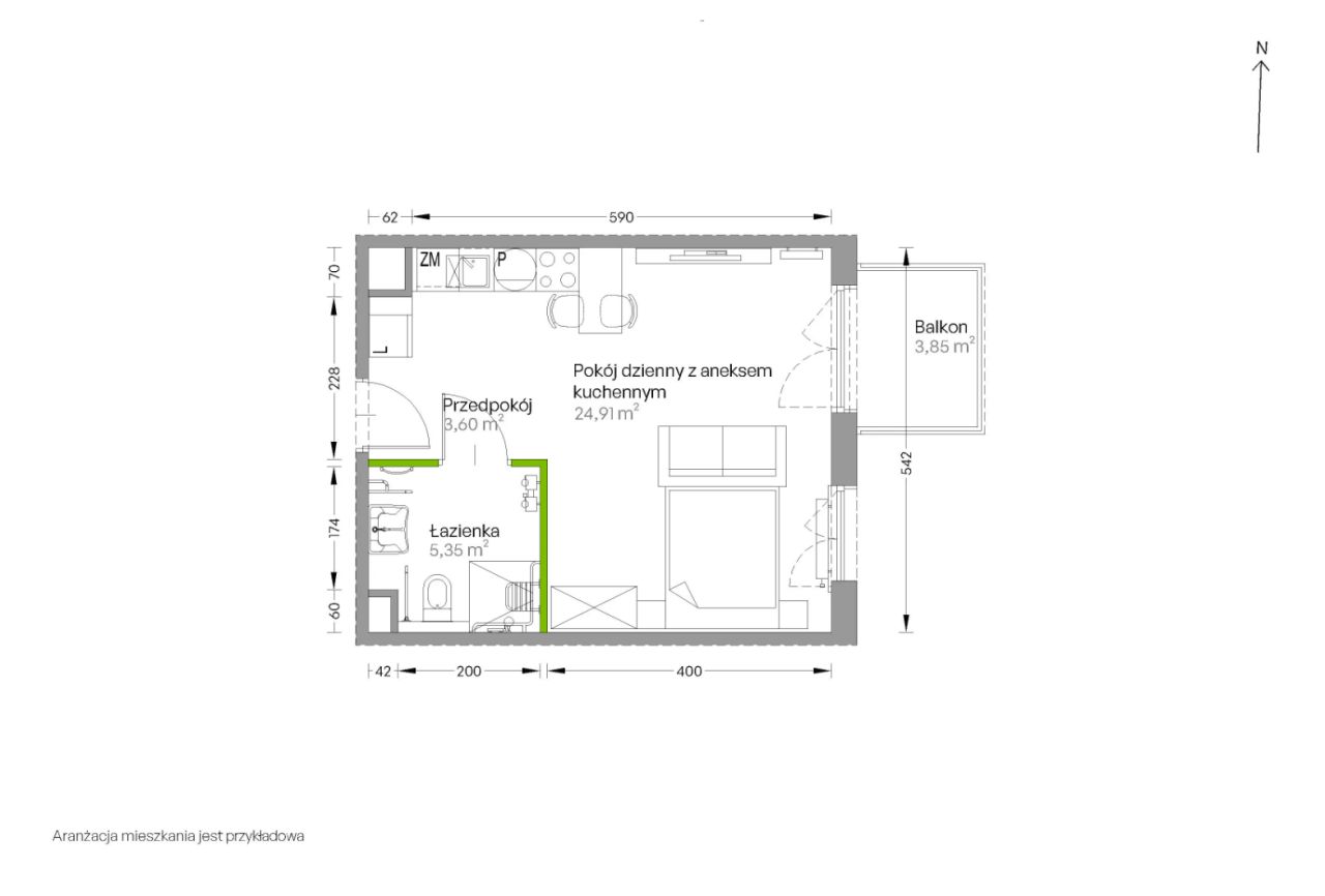 Mieszkanie 1-pokojowe Kraków Czyżyny, ul. Romana Ciesielskiego. Zdjęcie 14