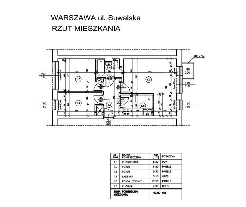 Mieszkanie 3-pokojowe Warszawa Bródno, ul. Suwalska