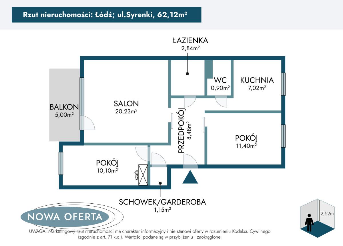 Mieszkanie 3-pokojowe Łódź Radogoszcz, ul. Syrenki. Zdjęcie 10