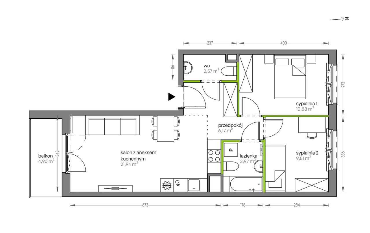 Mieszkanie 3-pokojowe Kraków Płaszów, ul. Myśliwska. Zdjęcie 25