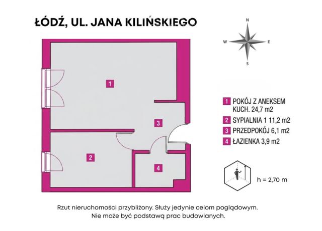 Mieszkanie 2-pokojowe Łódź, ul. Jana Kilińskiego. Zdjęcie 9
