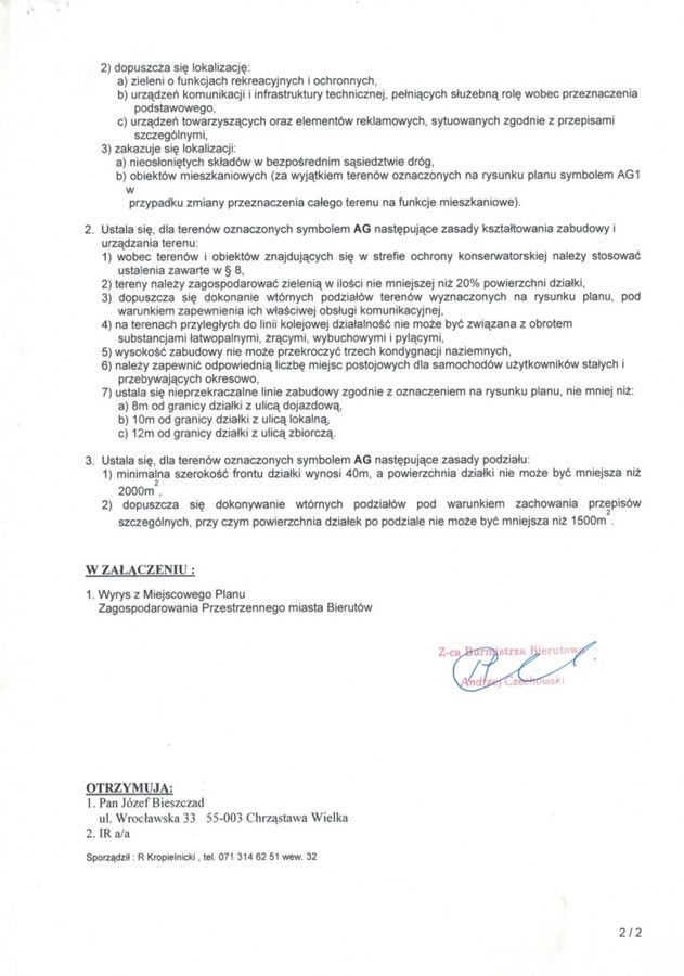 Działka inwestycyjna Bierutów, ul. Juliusza Słowackiego. Zdjęcie 2