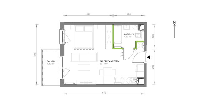 Mieszkanie 1-pokojowe Gdańsk Chełm, ul. Ptasia. Zdjęcie 7