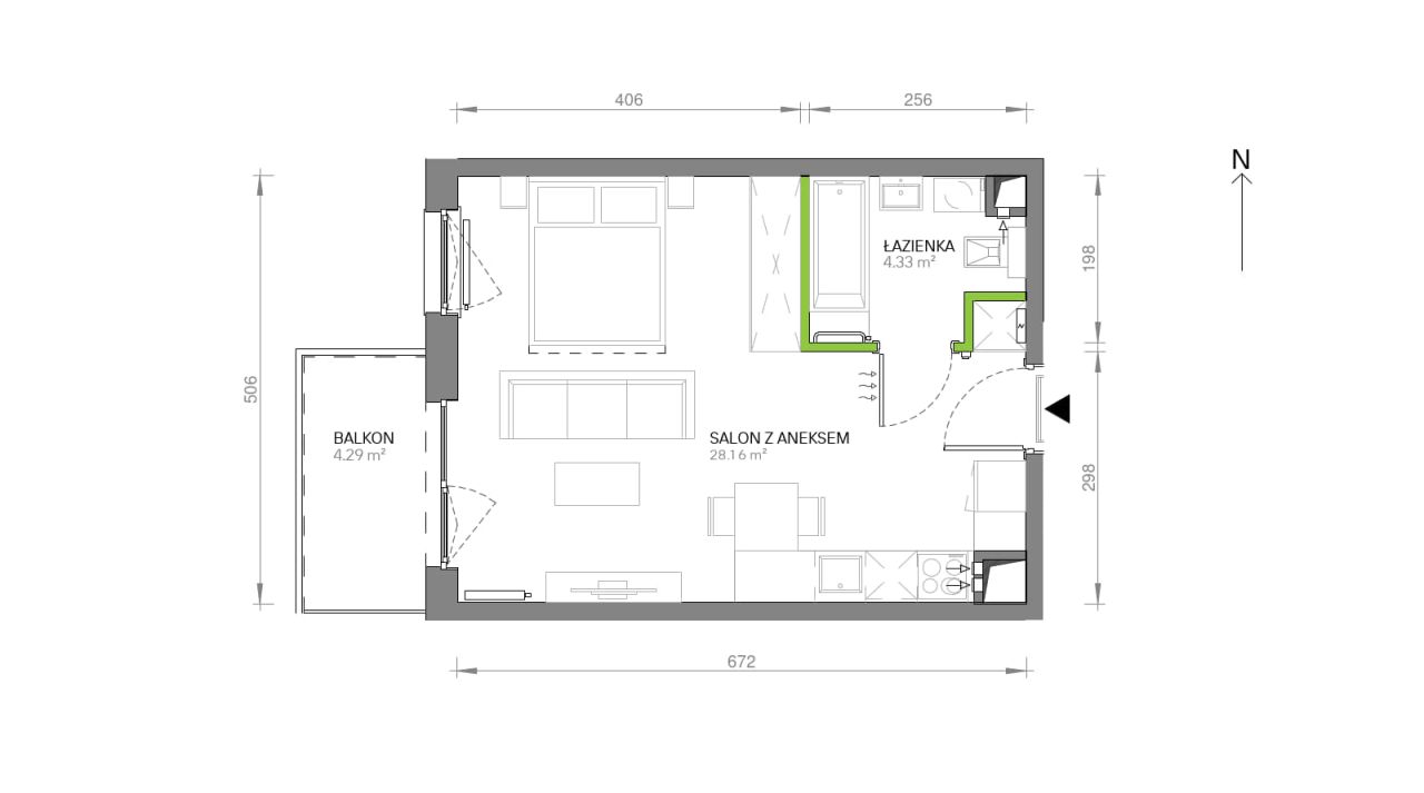 Mieszkanie 1-pokojowe Gdańsk Chełm, ul. Ptasia. Zdjęcie 7