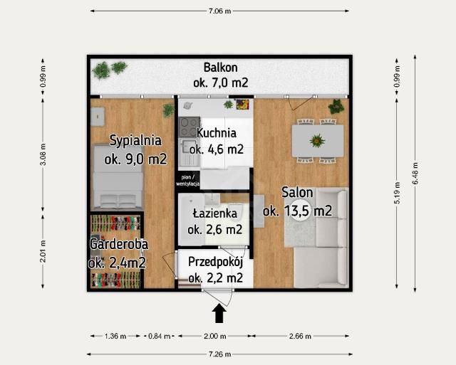 Mieszkanie 2-pokojowe Wrocław Fabryczna, ul. Kłodnicka. Zdjęcie 13