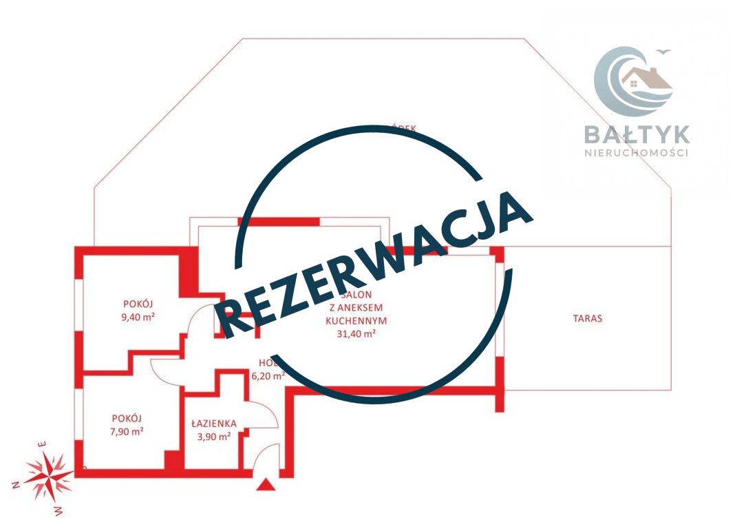 Mieszkanie 3-pokojowe Gdynia Chwarzno-Wiczlino, ul. Stanisława Filipkowskiego. Zdjęcie 14