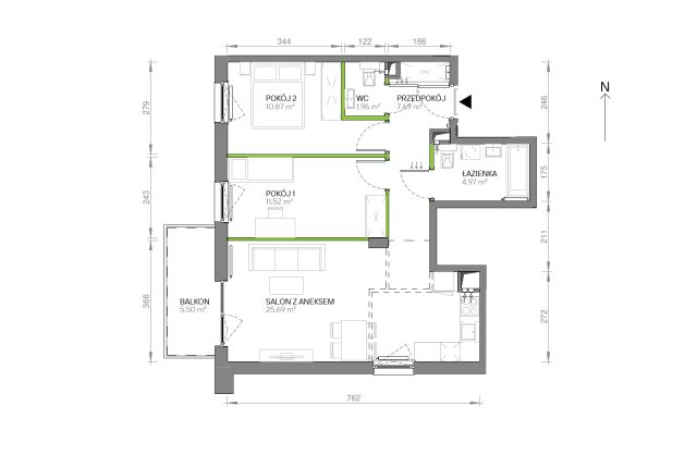 Mieszkanie 3-pokojowe Gdańsk Chełm, ul. Ptasia. Zdjęcie 7