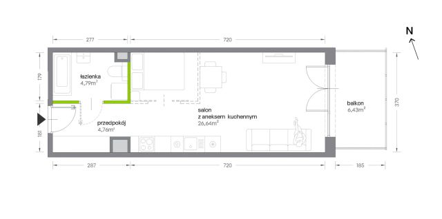 Mieszkanie 1-pokojowe Kraków Krowodrza, ul. Żabiniec. Zdjęcie 7