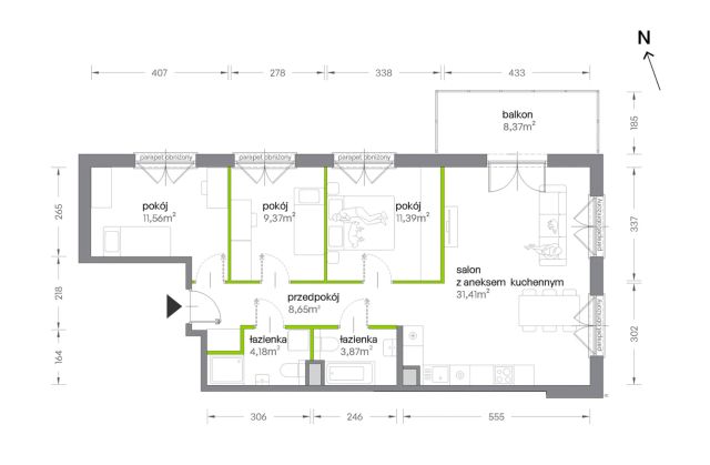 Mieszkanie 4-pokojowe Kraków Krowodrza, ul. Żabiniec. Zdjęcie 7
