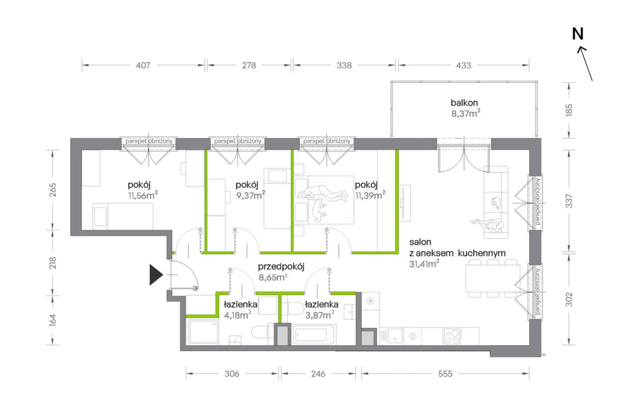 Mieszkanie 4-pokojowe Kraków Krowodrza, ul. Żabiniec. Zdjęcie 7