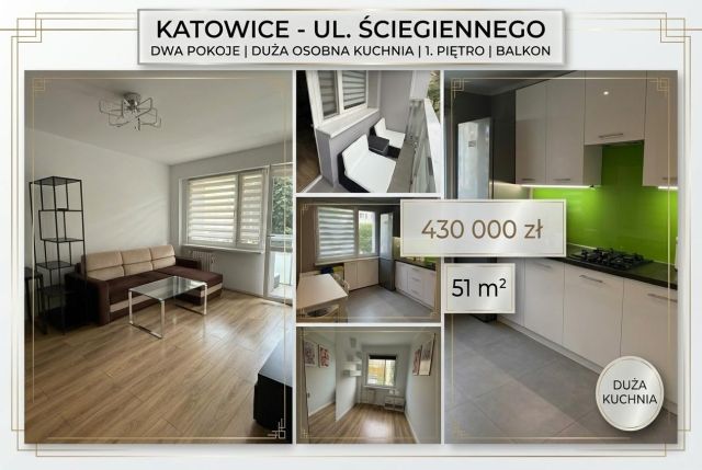 Mieszkanie 2-pokojowe Katowice Józefowiec, ul. ks. Piotra Ściegiennego. Zdjęcie 1