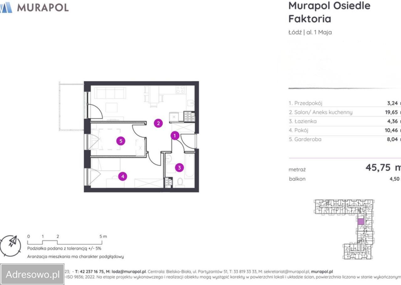Mieszkanie 3-pokojowe Łódź Stare Polesie, al. 1 Maja. Zdjęcie 4
