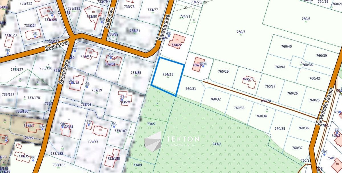 Działka budowlana Chwaszczyno, ul. Kasztanowa