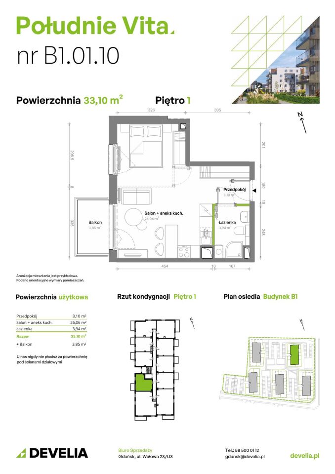 Mieszkanie 1-pokojowe Gdańsk Orunia Górna, ul. Kazimierza Wielkiego. Zdjęcie 7