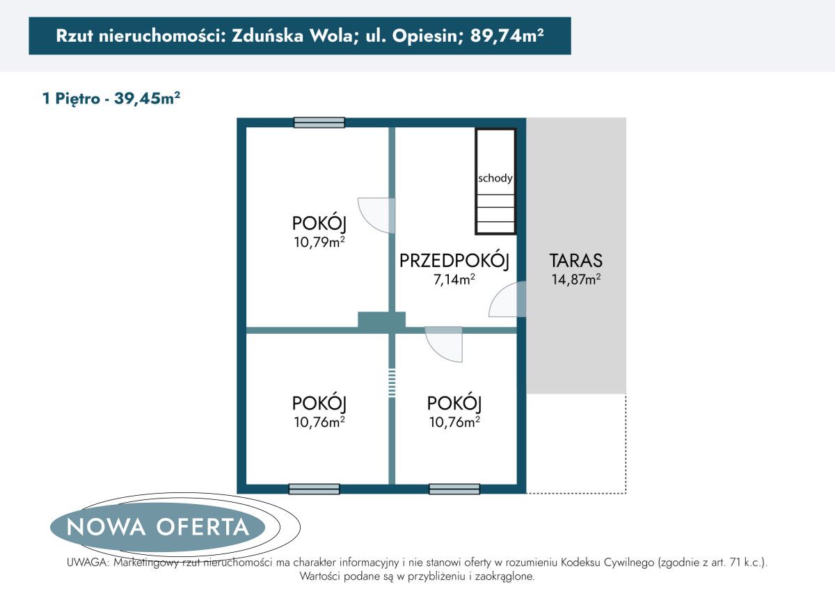 bliźniak, 4 pokoje Opiesin. Zdjęcie 23