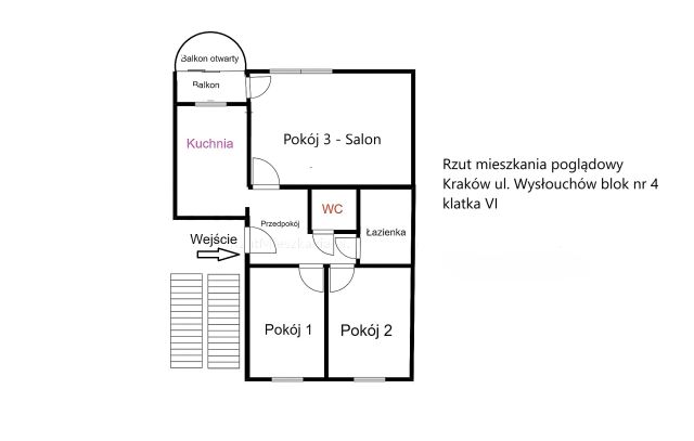 Mieszkanie 3-pokojowe Kraków Kurdwanów, ul. Marii i Bolesława Wysłouchów. Zdjęcie 16