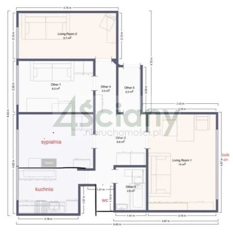 Mieszkanie 4-pokojowe Warszawa Mokotów, ul. Puławska. Zdjęcie 7