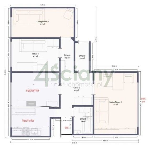 Mieszkanie 4-pokojowe Warszawa Mokotów, ul. Puławska. Zdjęcie 7
