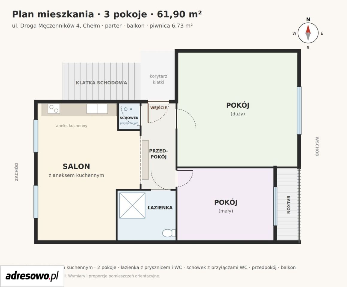 Mieszkanie 3-pokojowe Chełm, ul. Droga Męczenników. Zdjęcie 13