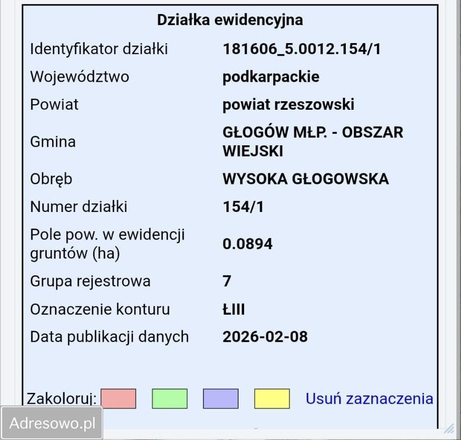 Działka budowlana Wysoka Głogowska, ul. Polna. Zdjęcie 3