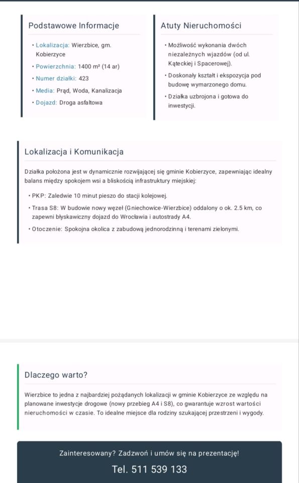 Działka budowlana Wierzbice, ul. Kątecka. Zdjęcie 1