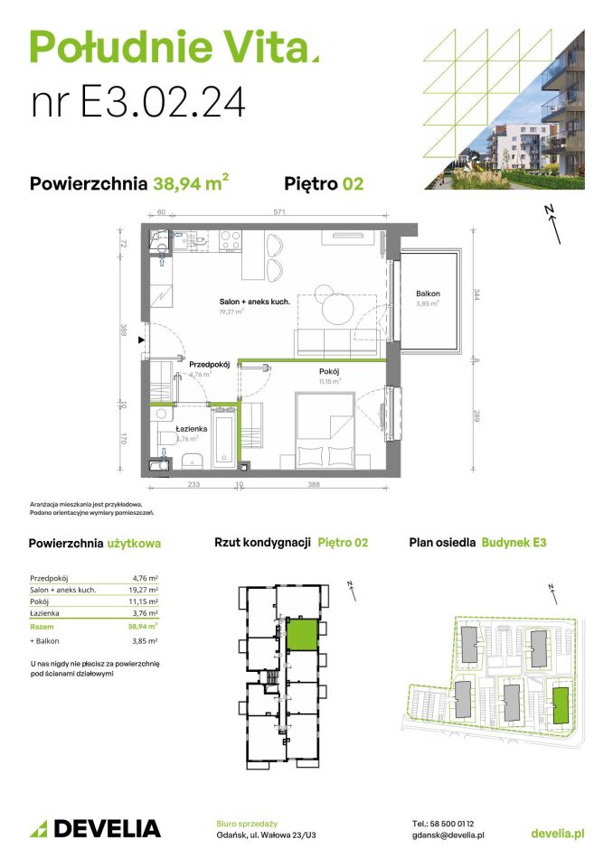 Mieszkanie 2-pokojowe Gdańsk Orunia Górna, ul. Kazimierza Wielkiego. Zdjęcie 7