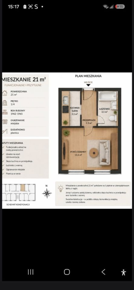 Mieszkanie 1-pokojowe Starachowice Majówka, ul. Stanisława Staszica. Zdjęcie 6