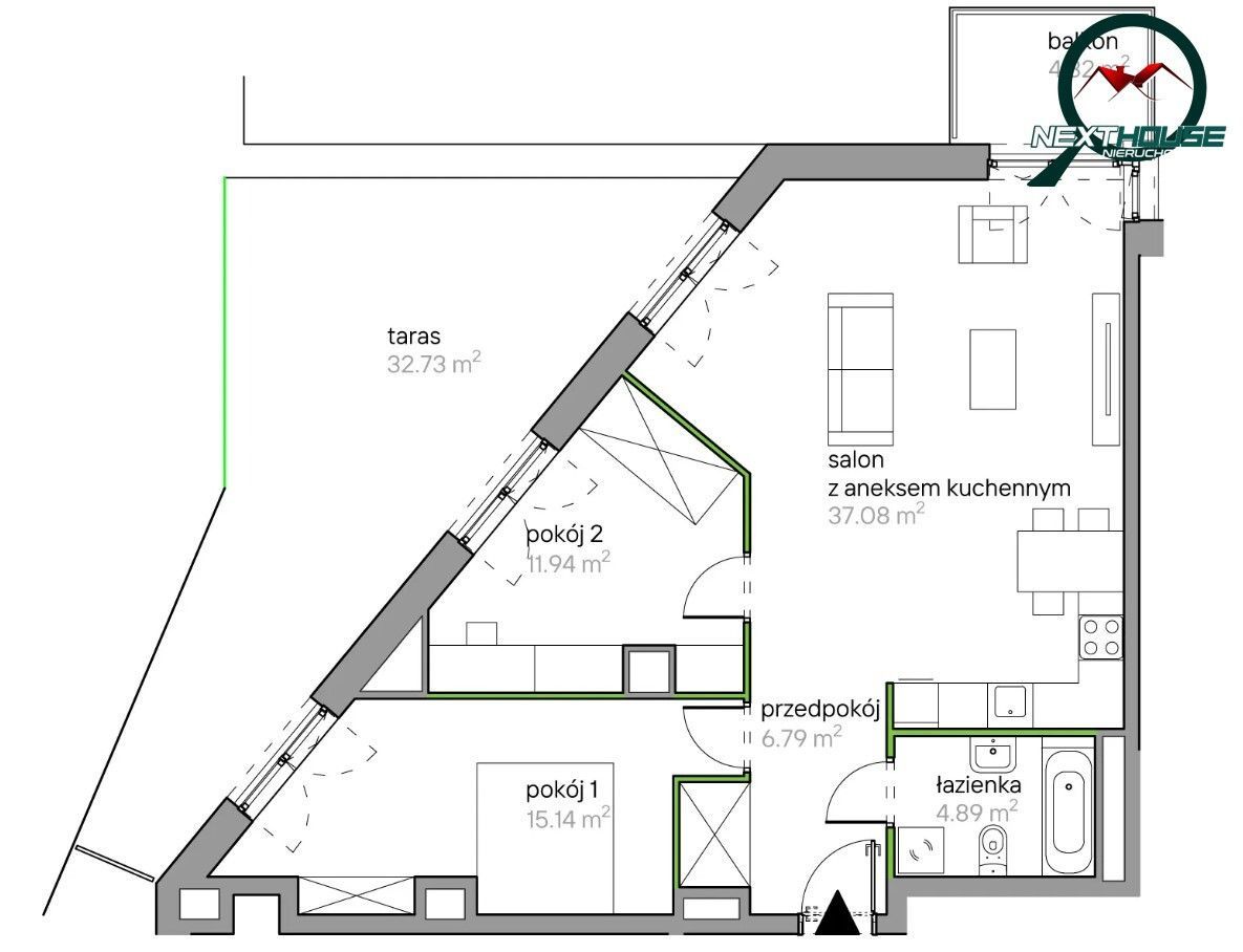 Mieszkanie 3-pokojowe Kraków Podgórze, ul. Adama Bochenka. Zdjęcie 9