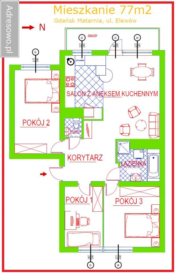 Mieszkanie 4-pokojowe Gdańsk Matarnia, ul. Elewów. Zdjęcie 10