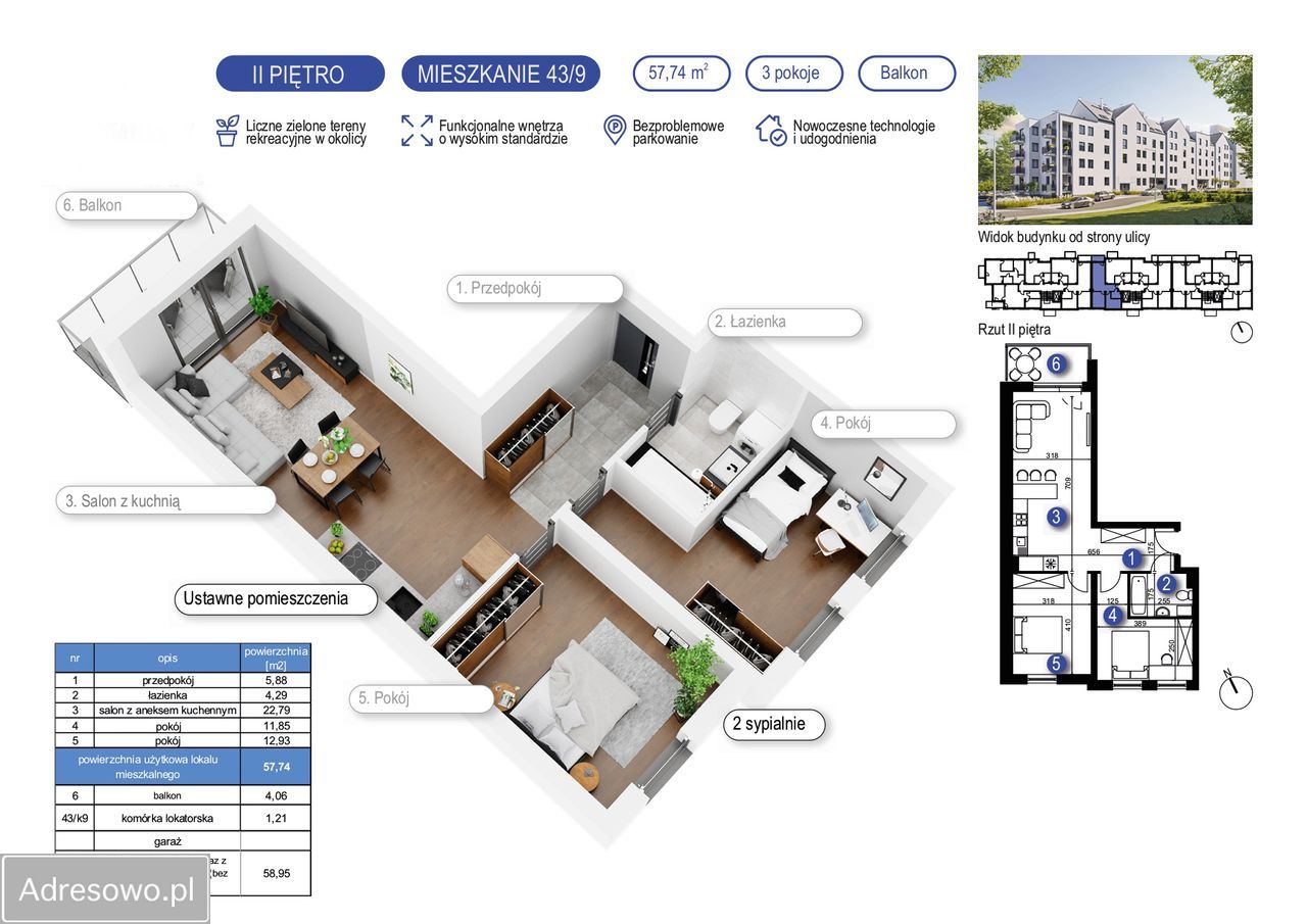 Mieszkanie 3-pokojowe Brzeg, ul. Rybacka. Zdjęcie 2