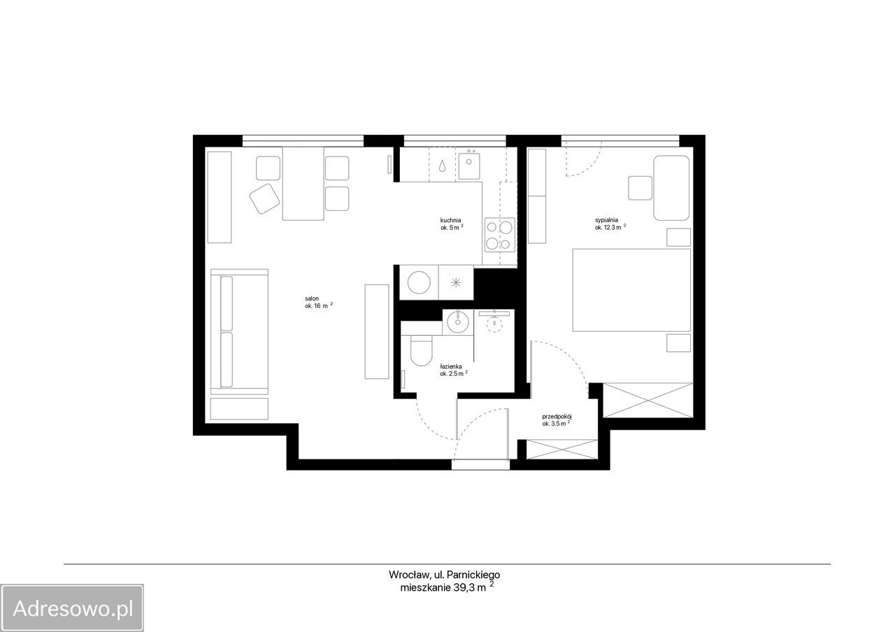 Mieszkanie 2-pokojowe Wrocław Psie Pole, ul. Teodora Parnickiego. Zdjęcie 10