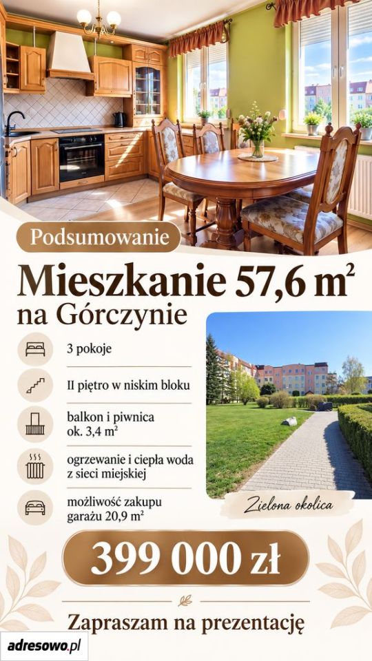 Mieszkanie 3-pokojowe Gorzów Wielkopolski Górczyn, ul. Michała Kleofasa Ogińskiego. Zdjęcie 2