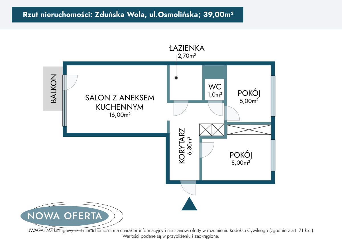 Mieszkanie 3-pokojowe Zduńska Wola Osmolin, ul. Osmolińska. Zdjęcie 32