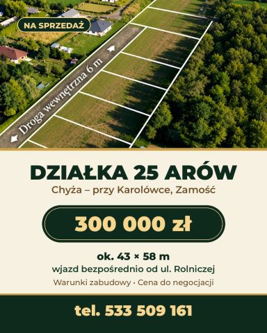 Działka budowlana Chyża, Rolnicza. Zdjęcie 1