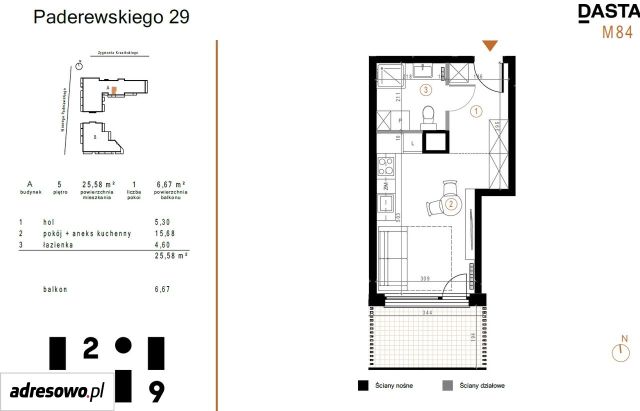 Mieszkanie 1-pokojowe Katowice Muchowiec, ul. Ignacego Paderewskiego. Zdjęcie 1