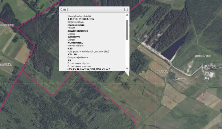 Działka rolna Korboniec