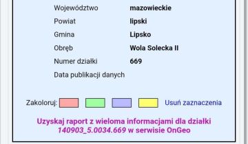 Działka rolna Wola Solecka Druga