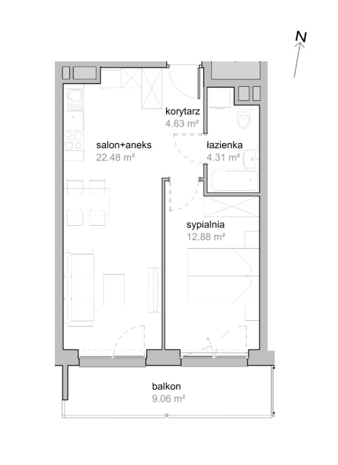 Mieszkanie 2-pokojowe Wrocław Tarnogaj, ul. Piękna. Zdjęcie 7