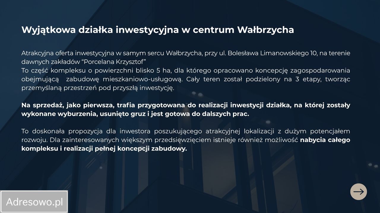 Działka inwestycyjna Wałbrzych Śródmieście, ul. Bolesława Limanowskiego. Zdjęcie 3