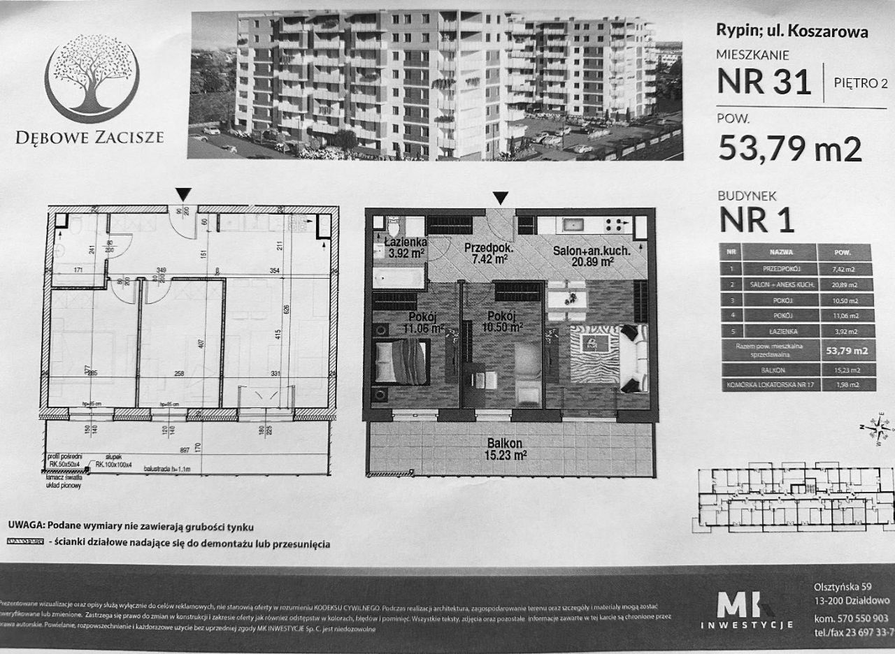Mieszkanie 3-pokojowe Rypin