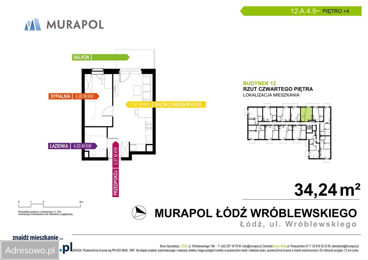 Mieszkanie 2-pokojowe Łódź Górna, ul. Walerego Wróblewskiego. Zdjęcie 14