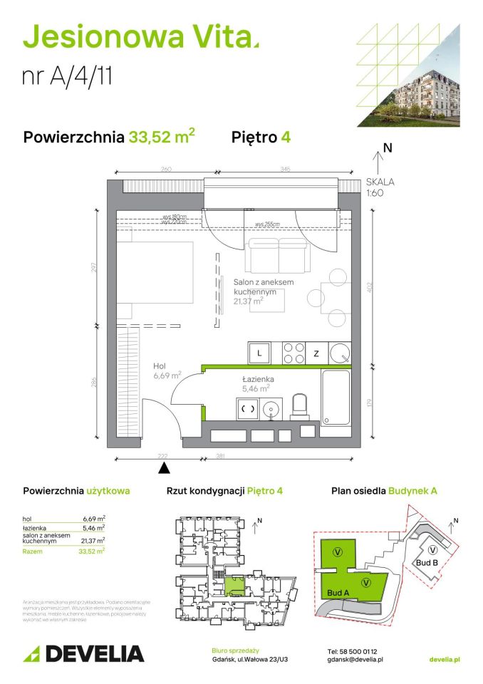 Mieszkanie 1-pokojowe Gdańsk Wrzeszcz, ul. Jesionowa. Zdjęcie 6