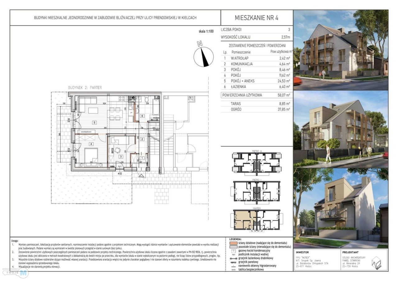 Mieszkanie 3-pokojowe Kielce, ul. Jadwigi Prendowskiej. Zdjęcie 4