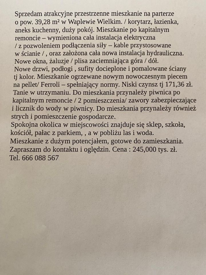 Mieszkanie 1-pokojowe Waplewo Wielkie. Zdjęcie 8