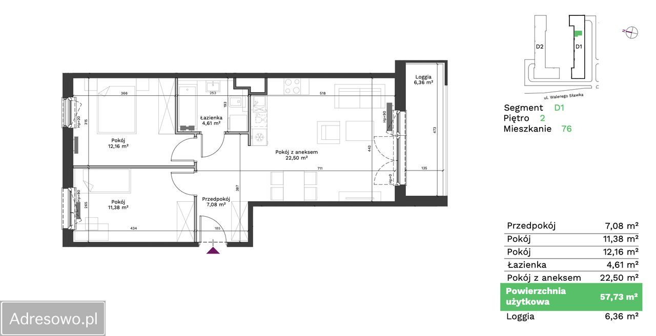 Mieszkanie 3-pokojowe Kraków Podgórze Duchackie, ul. Walerego Sławka. Zdjęcie 7