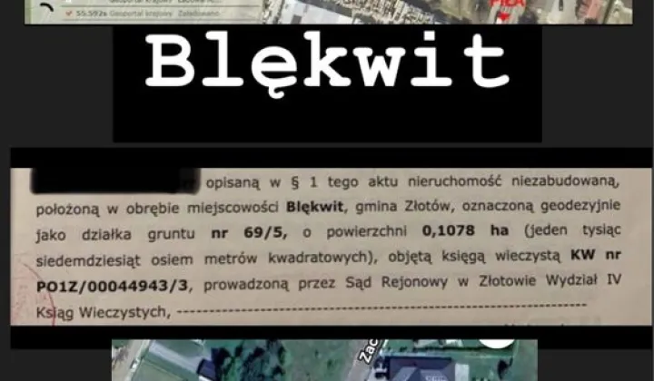 Działka budowlana Blękwit
