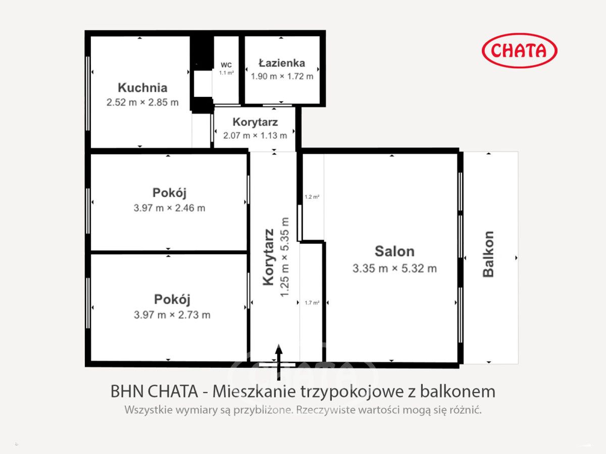 Mieszkanie 3-pokojowe Wrocław Huby, ul. Kamienna. Zdjęcie 3