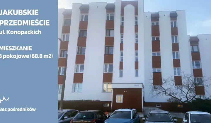 Mieszkanie 3-pokojowe Toruń Jakubskie Przedmieście, ul. Konopackich
