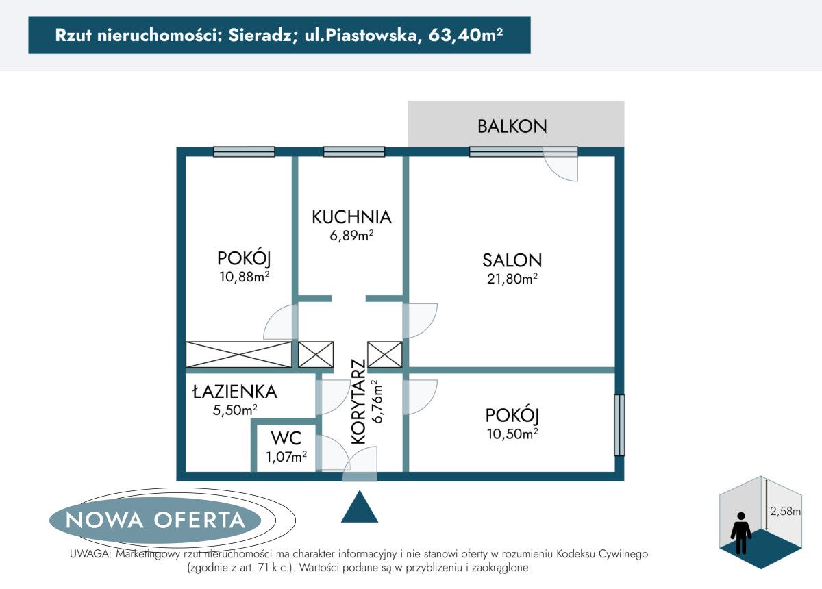 Mieszkanie 3-pokojowe Sieradz, ul. Piastowska. Zdjęcie 20